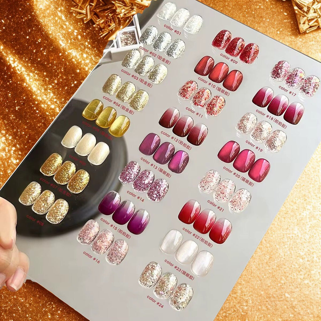 Year Of the Horse 24 Pot Cat Eye and Sequin Pat Pat Gel Polish